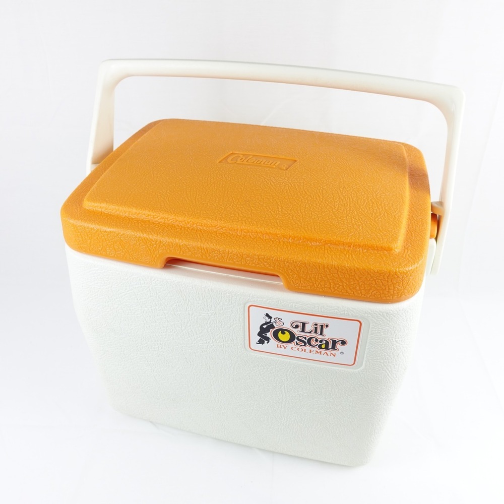 Vintage Lil Oscar by Coleman Cooler Orange Lid Cream Portable Model 5272 USA 80s
